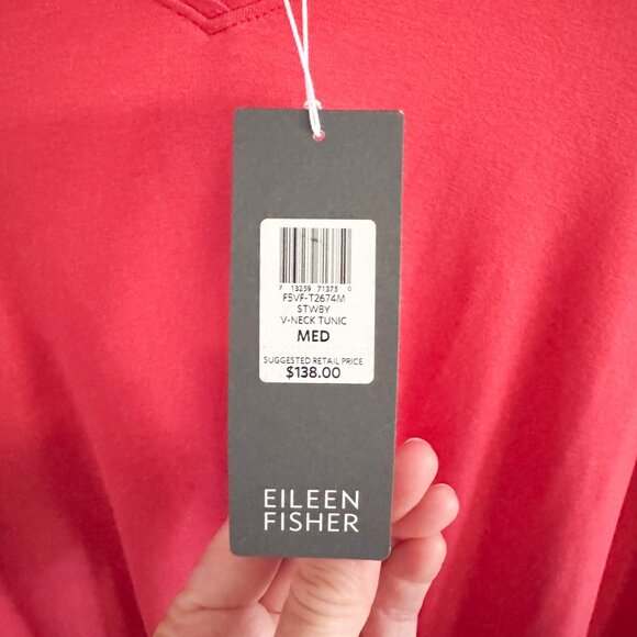NWT Eileen Fisher Pink V-Neck Tunic Top M - Picture 6 of 8